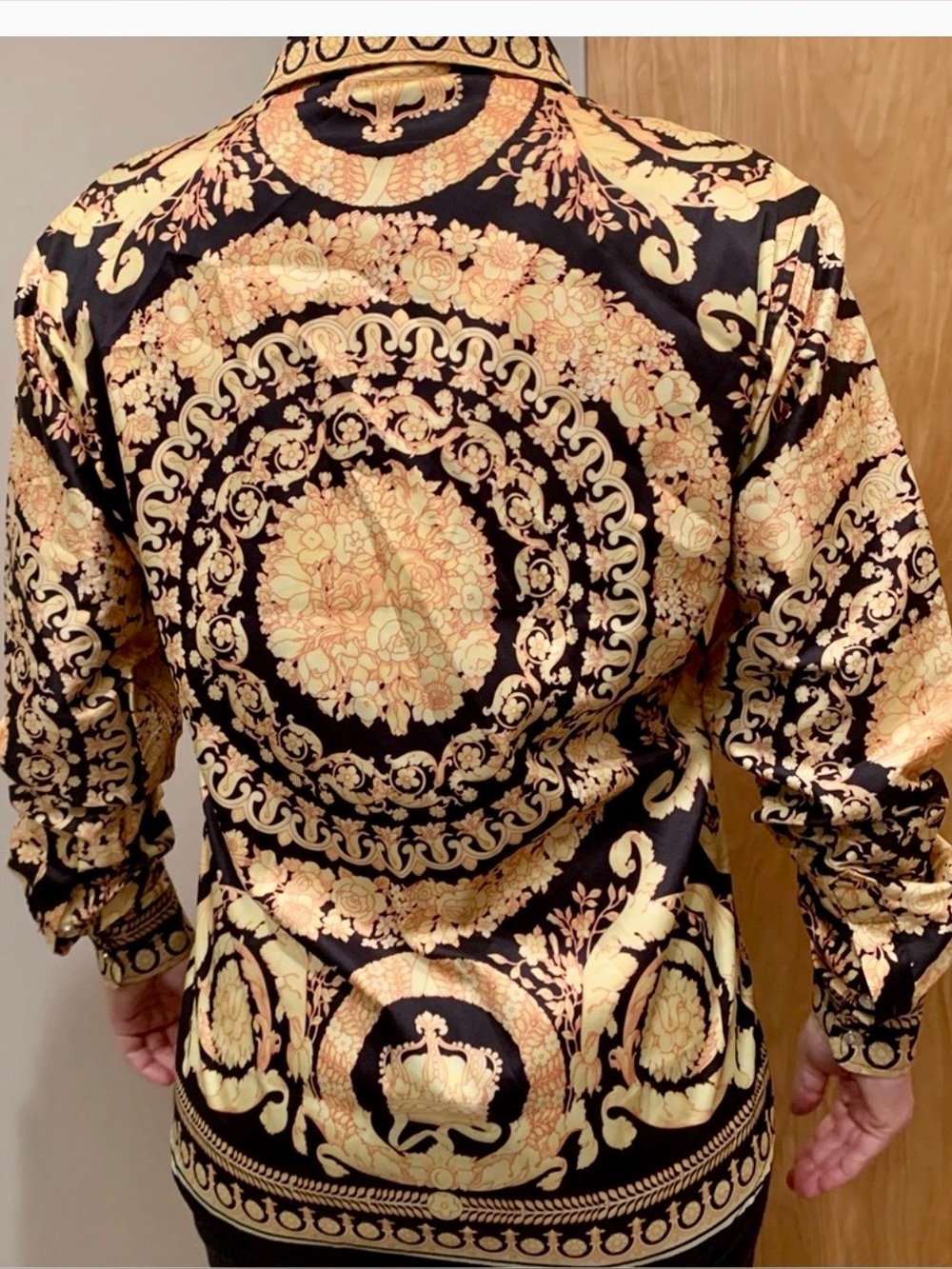 Black & Gold Baroque Print Dress Shirt - Men's NWT - Picture 2 of 4
